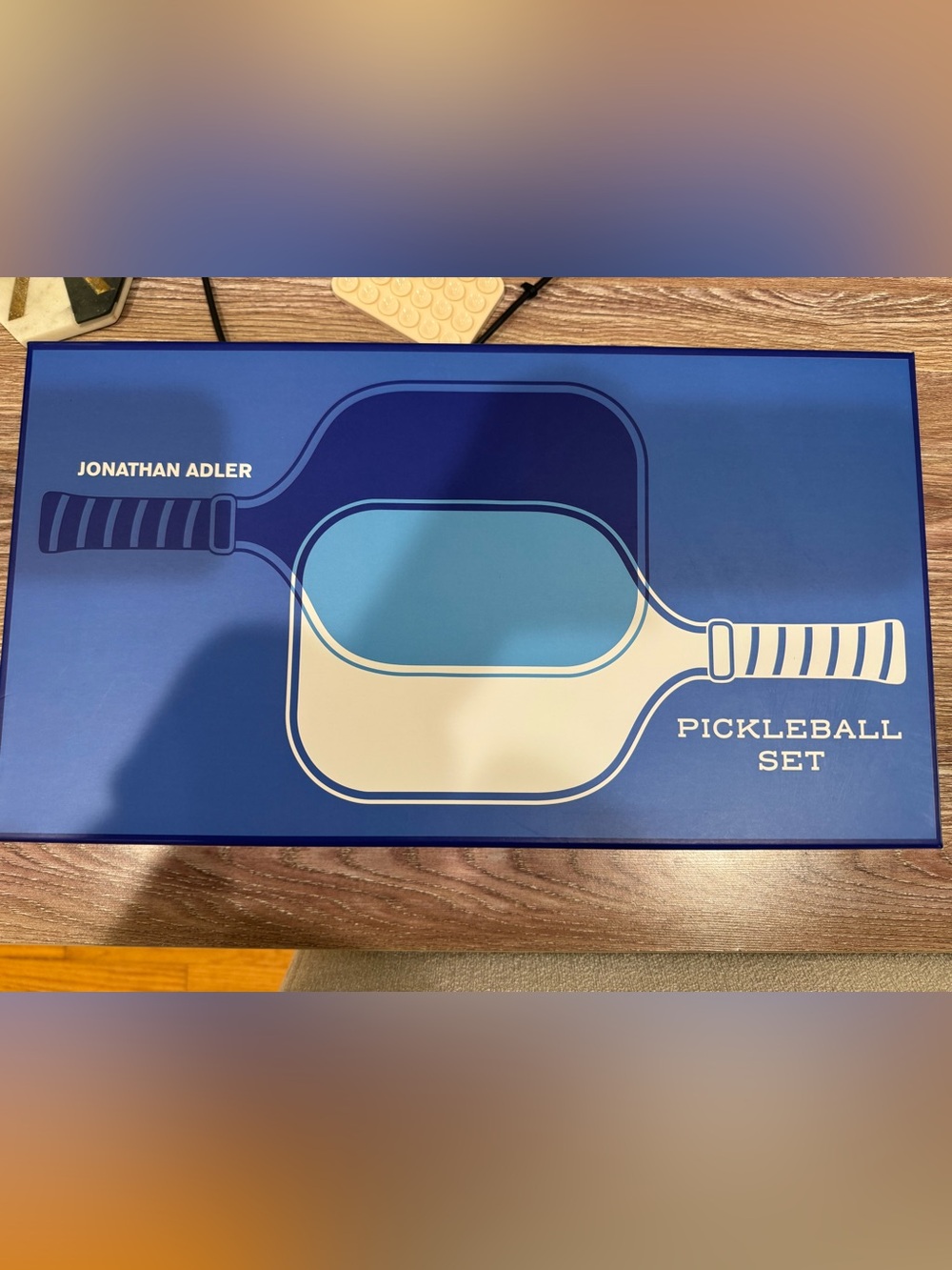 Jonathan Adler Blue Geometric Pickleball Set